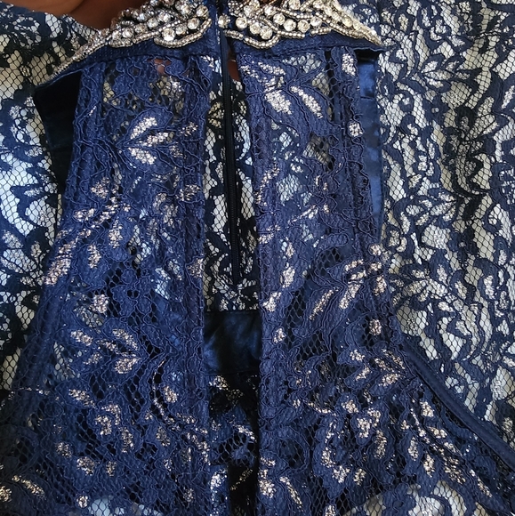 2 Piece Elegant Blue Lace Special Occasion Outfit - Picture 13 of 17